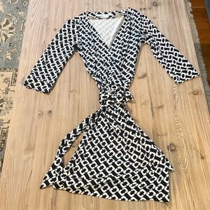 Diane Von Furstenberg Black and White Wrap Dress
